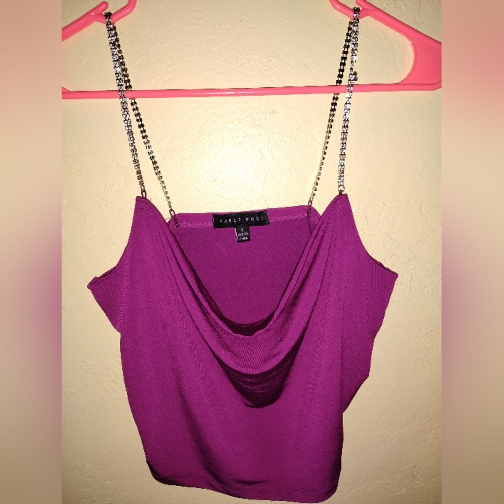 Faded Rose Brand Purple Cami Top with Diamond Chain Straps Size S